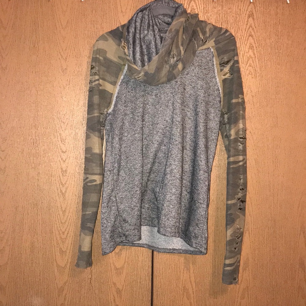 Cowl neck camo shirt